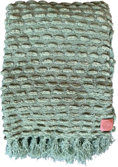 Rocaflor Deken chenille groen met franjes 130x170cm