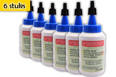 Houtlijm 1500 ml 6 stuks in de verpakking- Montagekit houtlijmen - Lijm voor hout 250 ML per tube