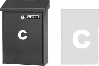 Huisnummer sticker C WIT (6cm hoog) / plakcijfer / cijfersticker