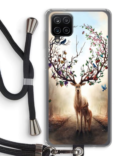 Case Company® - Hoesje met koord geschikt voor Samsung Galaxy A12 hoesje met Koord - Seasons Change - Telefoonhoesje met Zwart Koord - Bescherming aan alle Kanten en Over de Schermrand