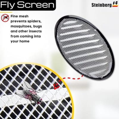 Ronde Ventilatierooster 125 mm - Staal - Zwart met Insectenmesh - Luchtventilatie - Afvoerrooster