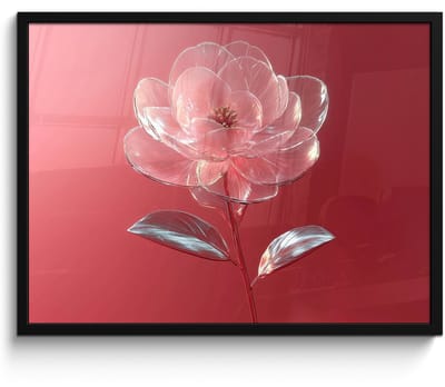 Poster in lijst - Fotolijst 70x50 cm - Posters - Sierlijk - Bloem - Roze - Glazen - Posterlijst zwart - Decoratie - Wanddecoratie woonkamer - Muurdecoratie slaapkamer