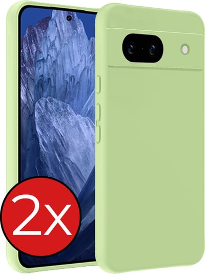 Hoesje - 2 Stuks - Geschikt voor Google Pixel 8a - Sterk & Shockproof - Telefoonhoes - Back Cover - Case Siliconen - Telefoon Hoes - Groen