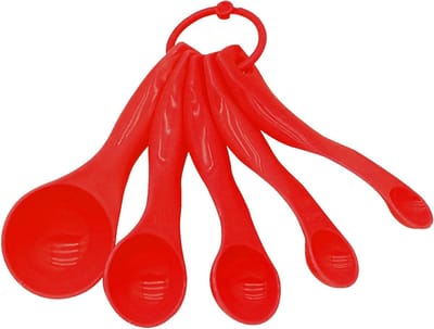 Set van 5 kleurrijke maatlepels van plastic voor koken en bakken, handige doseerhulp voor nauwkeurige metingen