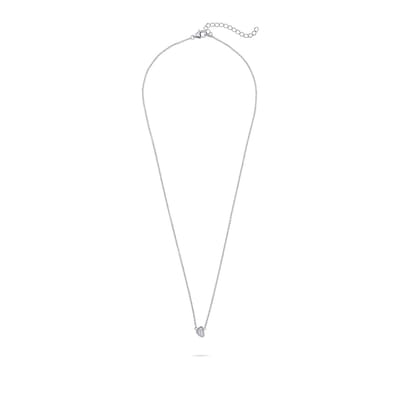 Jewels Inc. - Hanger incl. Ketting - Fantasie vorm gezet met Zirkonia - 7mm x 5mm - Lengte 42+3cm - Gerhodineerd Zilver 925