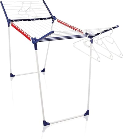 Famanu - Wasrek met een drooglengte van 20 m voor 2 ladingen wasgoed, droogrek voor lange was, vleugelwasdroger met 4 houders voor kleine artikelen en 5 hangers