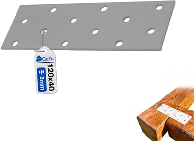 GeZu Impex Verbindingsplaat 120×40 mm – Koppelplaat van Verzinkt Staal – Vlakke Houtverbinder