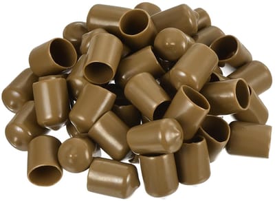 50 stuks rubberen eindkappen - 15mm - beschermkapje - lichtbruin