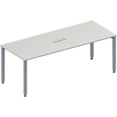 Schäfer Shop Genius Vergadertafel MODENA FLEX, in hoogte verstelbaar, 3-voudige contactdoos, rechthoekige vorm, 4-poot vierkante buis, B 2000 x D 800 mm, lichtgrijs