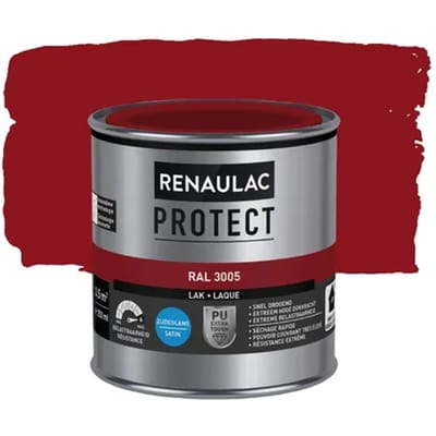 Renaulac Houtlak Protect - Zijdeglans - Wijnrood Ral 3005 - 250ml