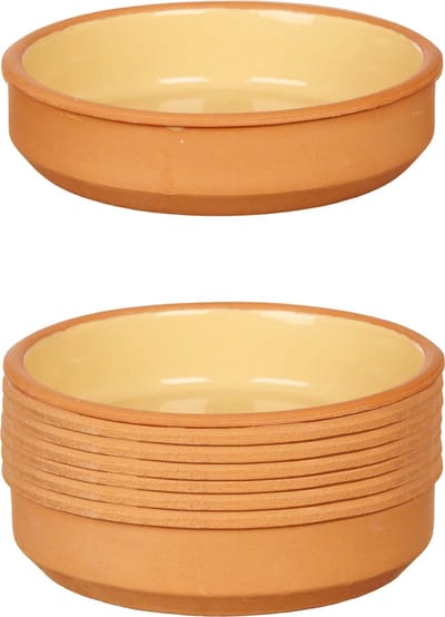 La Dehesa - Tapas / Creme brulee schaaltjes - 8x stuks - terracotta/geel - 16 x 4 cm - serveerschaaltjes - hapjes - voedsel