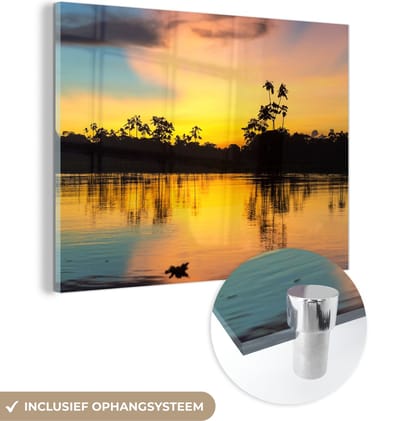 MuchoWow® Glasschilderij 40x30 cm - Schilderij acrylglas - Water - Natuur - Zomer - Lucht - Foto op glas - Schilderijen