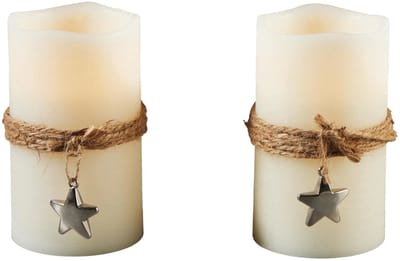 Livarno Home LED Was Kaars - 12.5 x 7.5 cm - Set van 2 stuks - Met Touw en ster decoratie