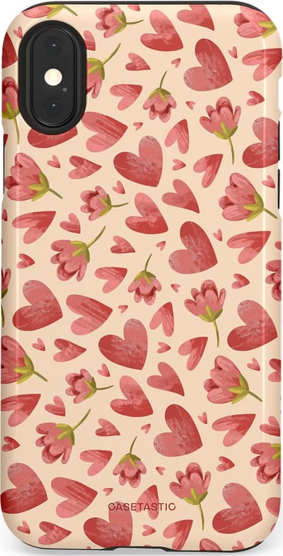 Casetastic Hoesje Geschikt voor Apple iPhone X/Xs - Stijlvolle Beschermende Duo-layer Case - Verbonden Hartjes