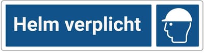 Helm verplicht deurbordje met zelfklevende strip | Forex Re materiaal | 20 x 5 cm