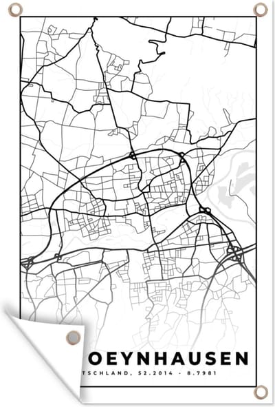 Muurdecoratie Bad Oeynhausen - Plattegrond - Kaart - Stadskaart - 120x180 cm - Tuinposter - Tuindoek