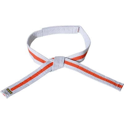 Wit/oranje/wit klittenband riem budō kind Kwon