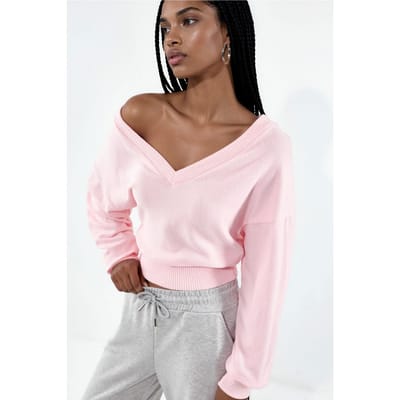 Dames Crop V-hals Sweatshirt
