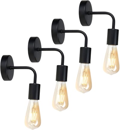 Ostaria Wandlamp - 4x - zwart - metaal - industrieel - E27 - binnen / woonkamer