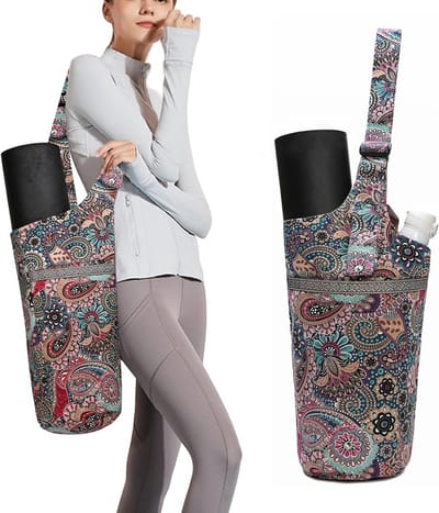 Yogamattas Drager - Sporttas Accessoire - Vervoer Yoga Mat - Verstelbare Banden - 47x11 Inch - Bloemenpatroon