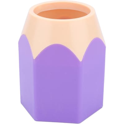 Porte-pinceaux de maquillage créatif Vase à stylos Pot à crayons Boîte à papeterie Récipient de bureau(pourpre) beige