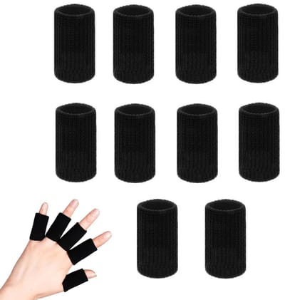 Set van 10 Elastische Vingerbeschermers van Katoen, Compressie Vingerbeschermers voor Sport, Duimbeschermers bij Artritis en Blessures