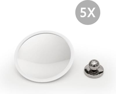 Bosign - Air Mirror PLUS - 5 x vergrotend - afneembare Make up- en scheerspiegel - magnetisch - 16,5 cm - Wit