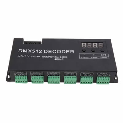Allecto - 24-kanaals DMX-decoder - LED-controller - Ideaal voor podiumverlichting - DC5V-24V - Perfect voor shows en evenementen - Ondersteunt...