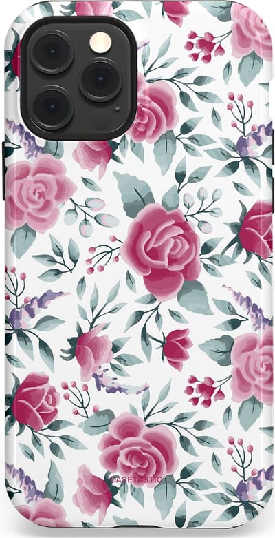 Casetastic Hoesje Geschikt voor Apple iPhone 12/12 Pro Magsafe - Stijlvolle Beschermende Duo-layer Case - Paarse Bloem Pracht
