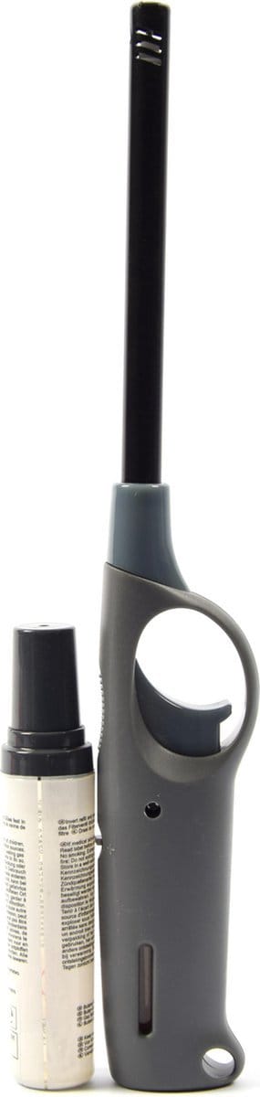 1x stuks Grijs barbecue aanstekers| A Kwaliteit |Kinderbescherming/Kinderslot navul 18ml| gasaanstekers navulbaar 27 cm