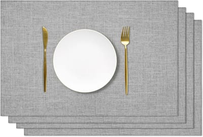 Set van 4 Wasbare Tafellopers van Faux Linnen, Dubbelzijdig en Antislip, Warmtebestendig voor Keuken en Eetkamer, 30 x 45 cm