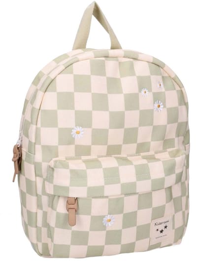 Kidzroom Nostalgia - Kinder rugzak - 7,3 liter - 31 x 26 x 9 cm - Geruit - Bloemen - Groen