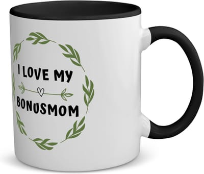 Akyol - i love my bonusmom koffiemok - theemok - zwart - Mama - liefste bonusmoeder - moeder cadeautjes - moederdag - verjaardag - geschenk - kado - 350 ML inhoud