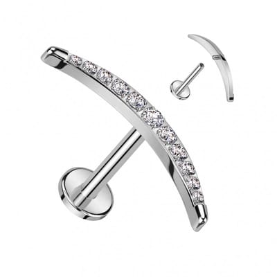 Piercing titanium langere maan 1.2x8 - zilver - LMPiercings