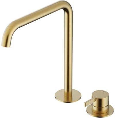 Hotbath Ace - Wastafelmengkraan - zonder Waste - Hoog - Geborsteld Messing PVD - Opbouw - Messing - V02