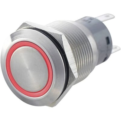 TRU COMPONENTS 701308 LAS1-AGQ-11E, RD Vandalismebestendige druktoets 250 V/AC 5 A 1x aan/(aan) Moment Rood IP67 1 stuk(s)