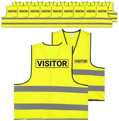 Visitor hesje geel | voor- en achterkant bedrukt | 100 stuks