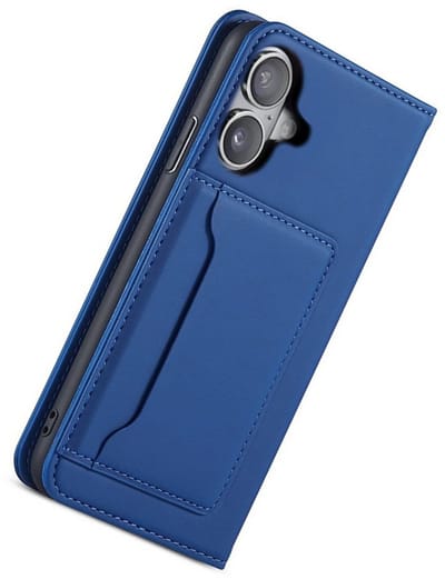 Fashion Wallet Case Hoesje geschikt voor iPhone 16 - blauw- Magnetische sluiting - Pasjeshouder - Contant geld - Duurzaam - Stijlvol - Mode - Dagelijks gebruik