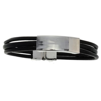Behave - Leren armband met bar - modern stijl - 21 cm