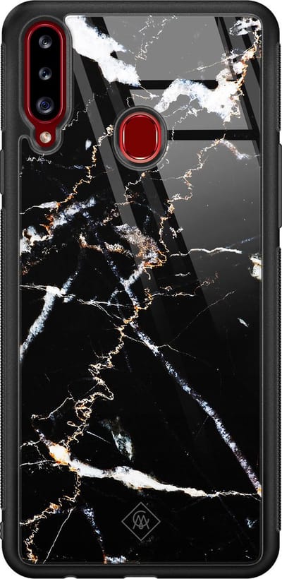 Casimoda® hoesje - Geschikt voor Samsung Galaxy A20s - Marmer Zwart - Luxe Hard Case Zwart - Backcover telefoonhoesje - Zwart