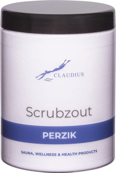 Scrubzout Perzik in handige pot - 1250 gram - met zwarte deksel - Hydraterende Lichaamsscrub