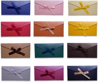 Set van 12 Kleurrijke Enveloppen van Parelgloed Papier, 22 x 11 cm, Perfect voor Kerst, Verjaardagen en Bruiloften