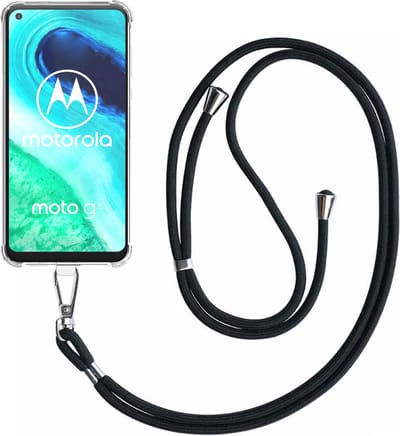 Telefoonhoesje Geschikt voor Motorola Moto G8 Transparant ShockProof met Afneembaar Universeel Telefoonkoord - Cover Case Siliconen ShockProof with Lanyard - Smartphonica geschikt voor Motorola Moto G8