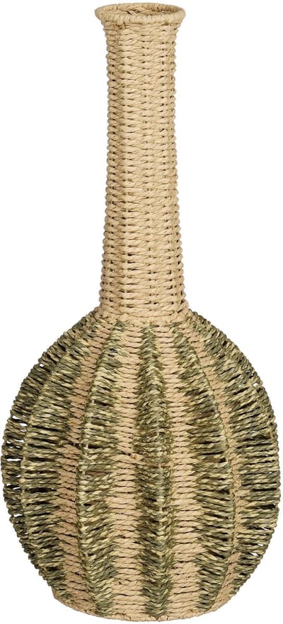 Mica Decorations Decoratieve Vaas - Bloemenvaas 56 x Ø25 cm - Woondecoratie Bloemvaas voor Binnen - Papier, IJzer - Lichtgeel, Groen