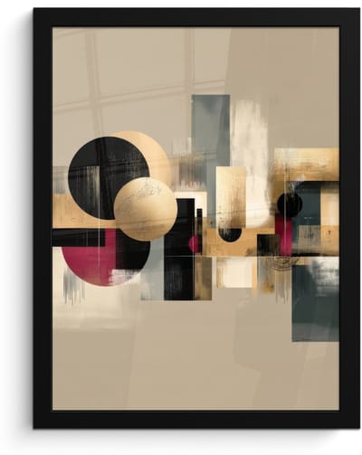 Poster in lijst - Fotolijst 30x40 cm - Posters - Abstract - Vormen - Beige - Texturen - Posterlijst zwart - Decoratie - Wanddecoratie woonkamer - Muurdecoratie slaapkamer