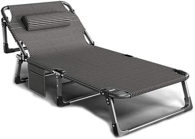 Metalen ligstoel - Opklapbare zonnebank - Buiten relaxen - Roestbestendig aluminium frame - 4 standen - Wit