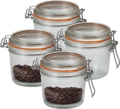 Le Parfait Voorraad/weckpot - 4x - glas - transparant - 10 x 8,5 cm - 350 ml