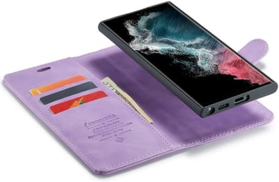 CaseMania Bookcase hoesje geschikt voor Samsung Galaxy S22 Ultra - Effen Paars - Kunstleer - 2-in-1 Magnetisch Uitneembaar Design