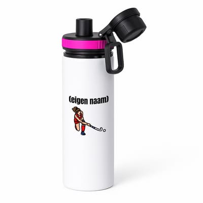 Hacebo® - hockey vrouw met eigen naam waterfles met draaidop roze - Hockey - atleten - iemand die houdt van hockey - verjaardag - cadeau - kado - water fles - 850ML