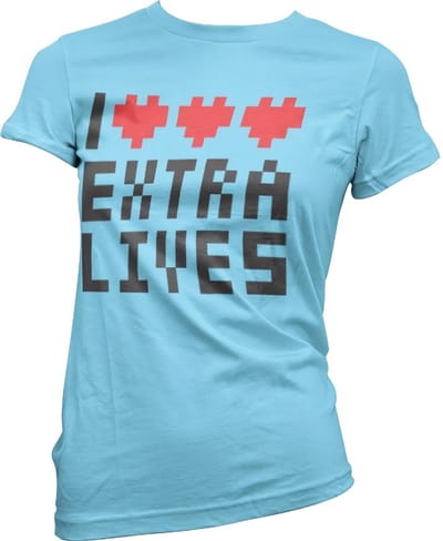 Hybris I Love Extra Lives Girly Tee dames-T-shirt, hemelsblauw